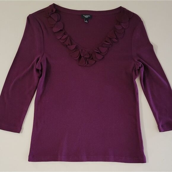 Talbots Ruffle V-neck Top - Picture 1 of 9
